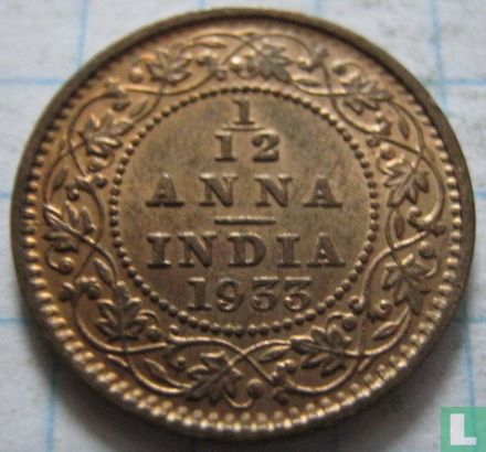Brits-Indië 1/12 anna 1933 - Afbeelding 1