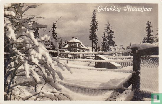Gelukkig Nieuwjaar: Huis in de sneeuw - Afbeelding 1