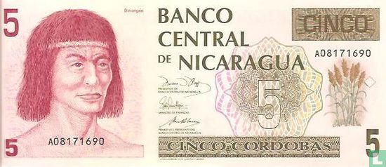 Nicaraqua 5 cordobas - Image 1