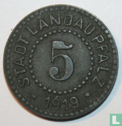 Landau 5 pfennig 1919 - Image 1