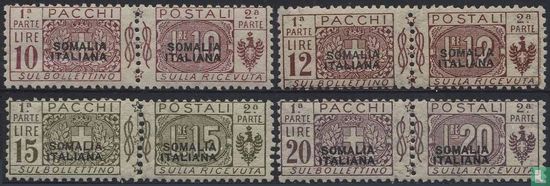 Parcel post stamps with black overprint