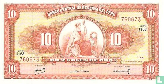 Pérou 10 soles de oro - Image 1
