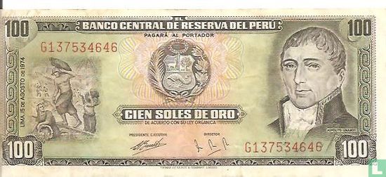 Pérou 100 Soles de Oro - Image 1