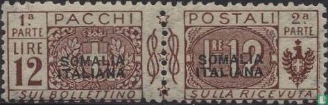 Parcel post stamp with black overprint