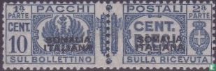 Parcel post stamp with black overprint