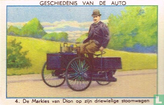 De Markies van Dion op zijn driewielige stoomwagen - Image 1