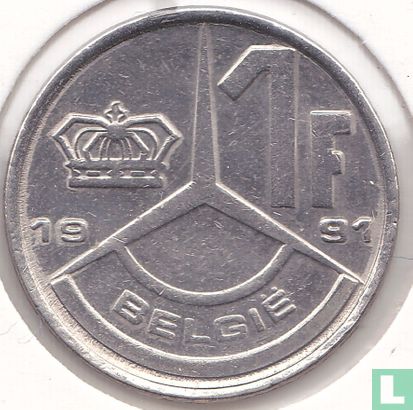 België 1 franc 1991 (NLD) - Afbeelding 1
