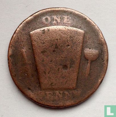 USA Masonic Penny (Hyde Park, MA)  1870 - Afbeelding 2