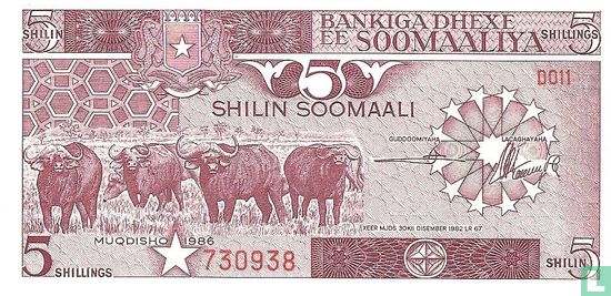 Somalia 5 Shilin 1986 - Image 1