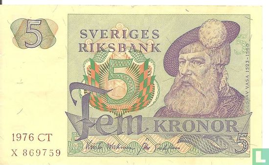 Suède 5 Kronor 1976 - Image 1
