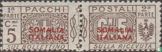 Pakketzegel met rode opdruk