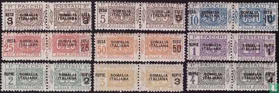 Parcel post stamps; value in besa and rupie