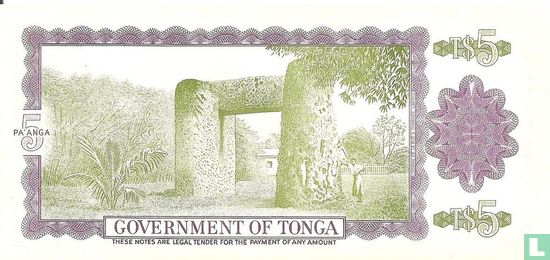Tonga 5 Pa'anga 1989 - Image 2