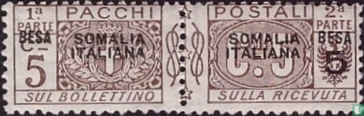 Parcel post stamp; value in besa and rupie