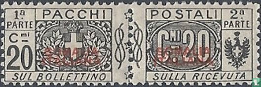 Parcel post stamps with red overprint