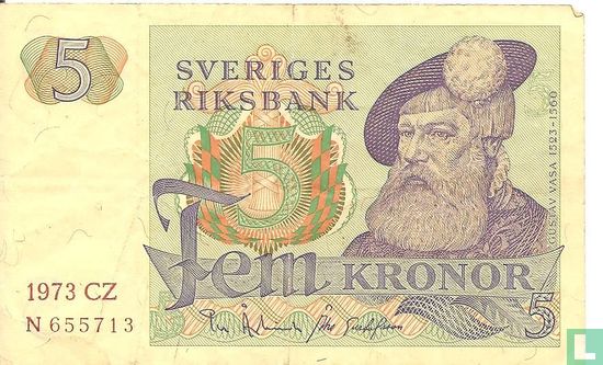 Zweden 5 Kronor 1973 - Afbeelding 1