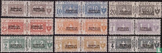 Parcel post stamps with black overprint