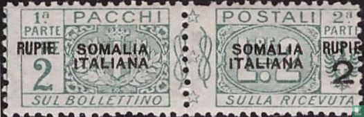 Parcel post stamp; value in besa and rupie