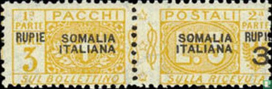 Parcel post stamp; value in besa and rupie 