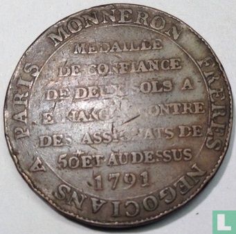 Frankrijk 2 sols 1791 "Monneron, Medaille de confiance" 1791 - Afbeelding 1
