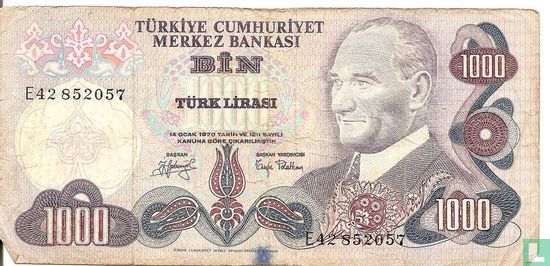 Turkije 1.000 Lira ND (1979/L1970) - Afbeelding 1