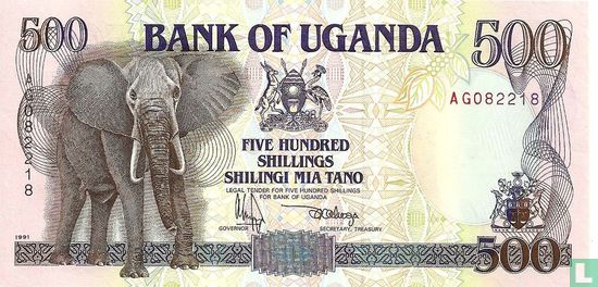 Oeganda 500 Shillings 1991 - Afbeelding 1