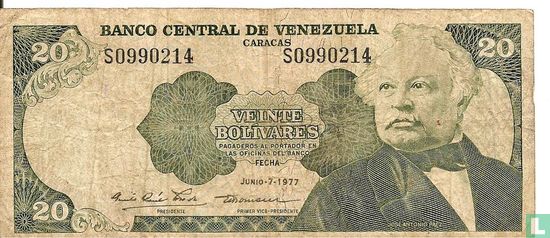 Venezuela 20 Bolívares 1977 - Image 1