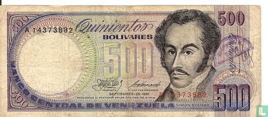 Venezuela 500 Bolívares 1981 - Afbeelding 1