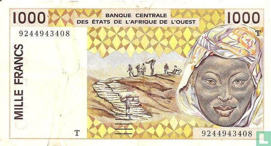 Stat Afr de l'Ouest. 1000 francs T - Image 1