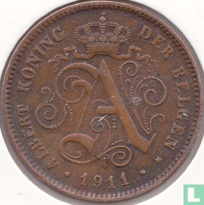 België 2 centimes 1911 (NLD - datum 0.9mm) - Afbeelding 1