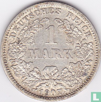 Empire allemand 1 mark 1907 (J) - Image 1