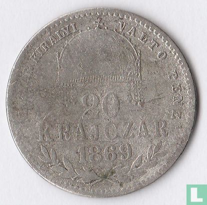 Hongarije 20 krajczar 1869 - Afbeelding 1
