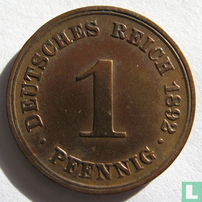 Duitse Rijk 1 pfennig 1892 (D) - Afbeelding 1