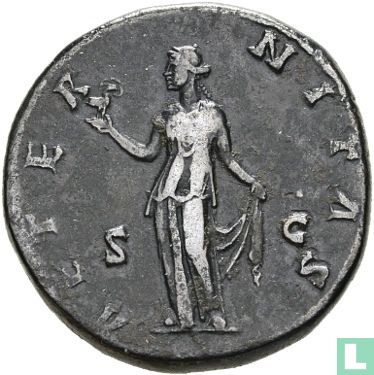 Romeinse Rijk  AE Sestertius  (Faustina I, Vrouw van Antoninus Pius)  138-161 CE - Afbeelding 1