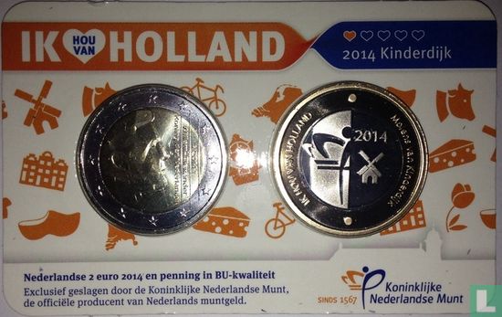 Netherlands 2 euro 2014 (coincard) "Windmills of Kinderdijk" - Image 1