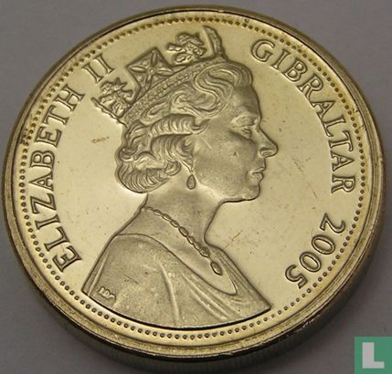 Gibraltar 1 pound 2005 "Discovery of a Neanderthal skull in Gibraltar in 1848" - Afbeelding 1