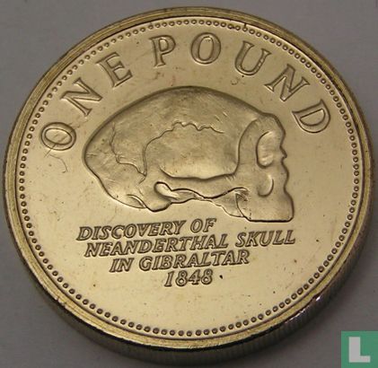 Gibraltar 1 pound 2005 "Discovery of a Neanderthal skull in Gibraltar in 1848" - Afbeelding 2