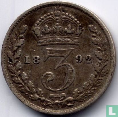 Verenigd Koninkrijk 3 pence 1892 - Afbeelding 1