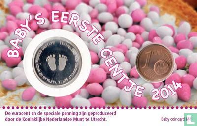 Netherlands 1 cent 2014 (coincard - girl) "Baby's eerste centje" - Image 2