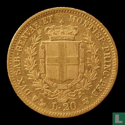 Sardinië 20 lire 1851 (P) - Afbeelding 2
