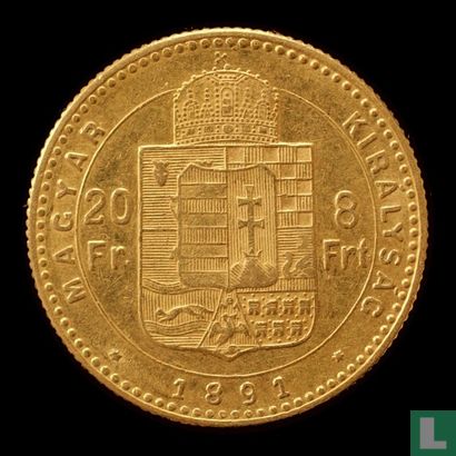 Hongarije 8 forint / 20 francs 1891 - Afbeelding 1