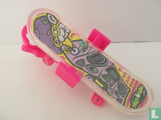 Toy skateboard with pink clip 