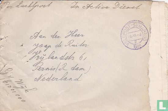 Semarang Veldpost 2 15 XI -19 1946 op brief met inhoud - Image 1