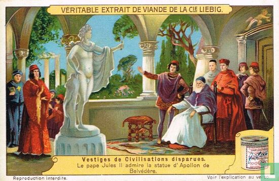 Le pape Jules II admire la statue d'Apollon de Belvédère