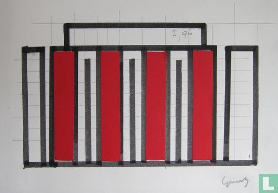 Paul van den Berg-drawing/collage in red