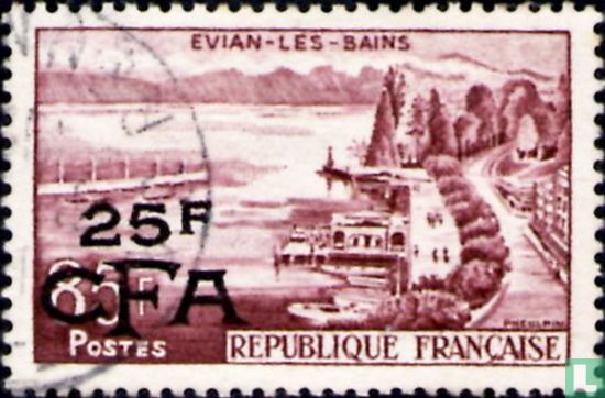 Evian-les-Bains, with overprint