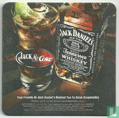 Jack & Coke your Party Go-To drink / Your friends at Jack Daniel's remind you to drink responsibly - Afbeelding 2