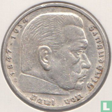 Empire allemand 5 reichsmark 1936 (sans croix gammée - E) - Image 2