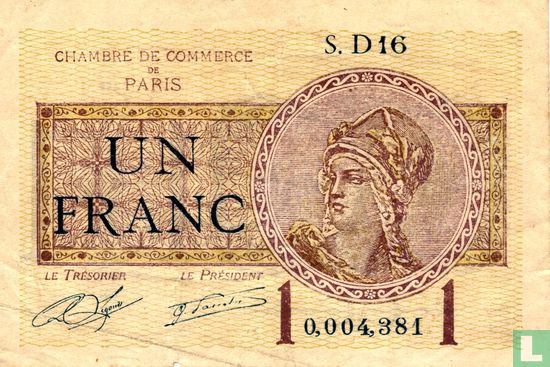 Chambre de Commerce Paris 1 Franc 1920 - Afbeelding 1