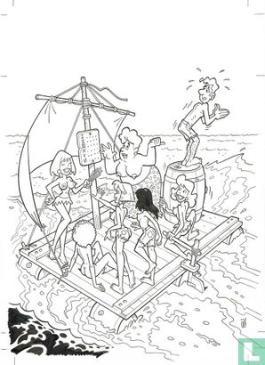 Originele tekening voor cover Rooie Oortjes Cartoonalbum 20